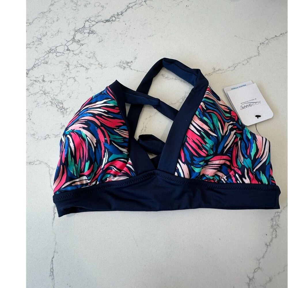 NWT Dolfin Swim Aquashape Printed V-Neck Bikini Top Size Large